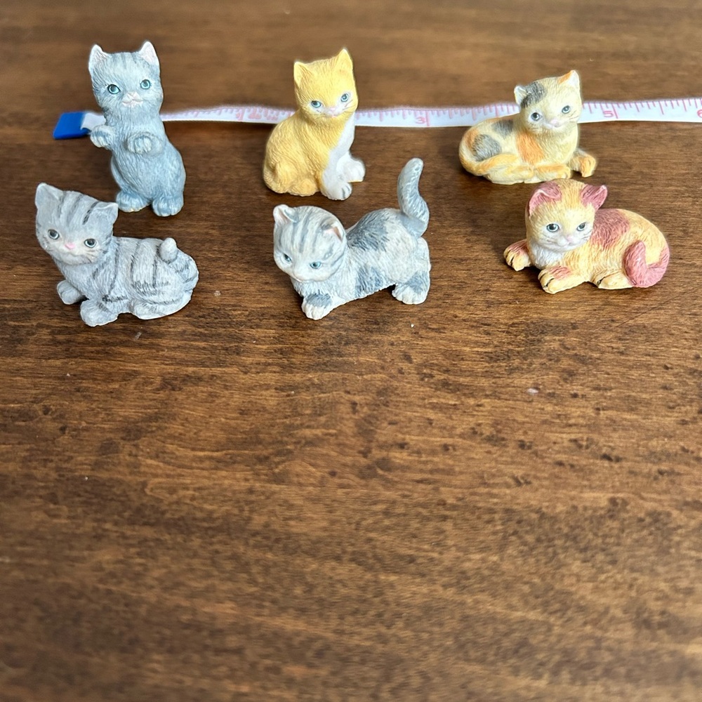 Set of six small cat figurines